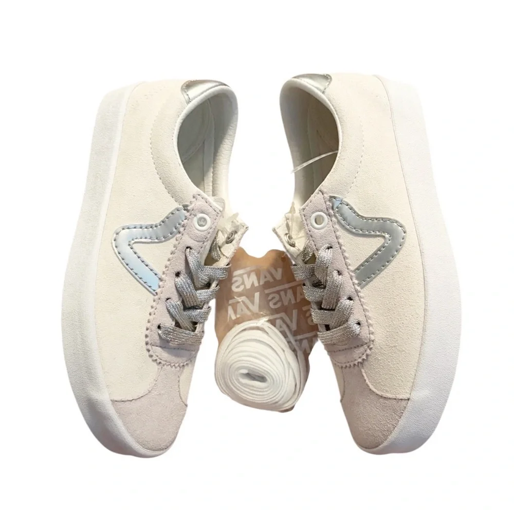 Vans Metallic Silver White Sport Low‎ Sneaker Unisex Women 5